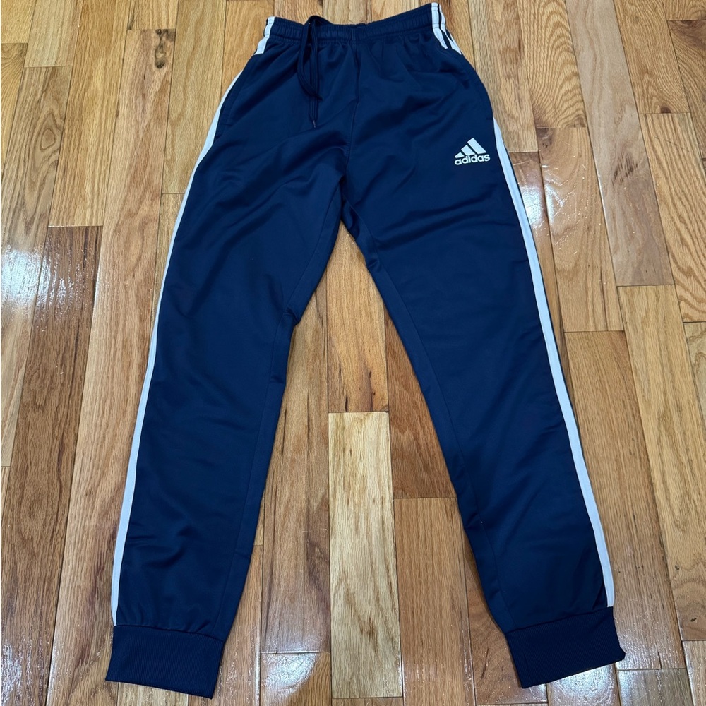 Adidas Kids Navy Joggers with White Accents